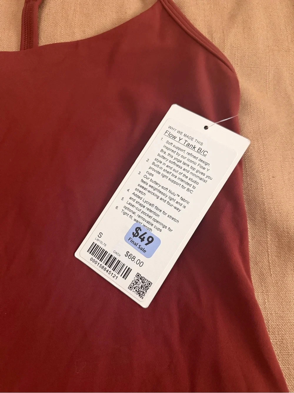 lululemon athletica Flow Y Tank — Cranberry Charm, Size S